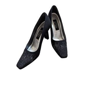 Stuart Weitzman Women's Black Sparkle Rhinestone 3-inch Pumps Heel Size 6B